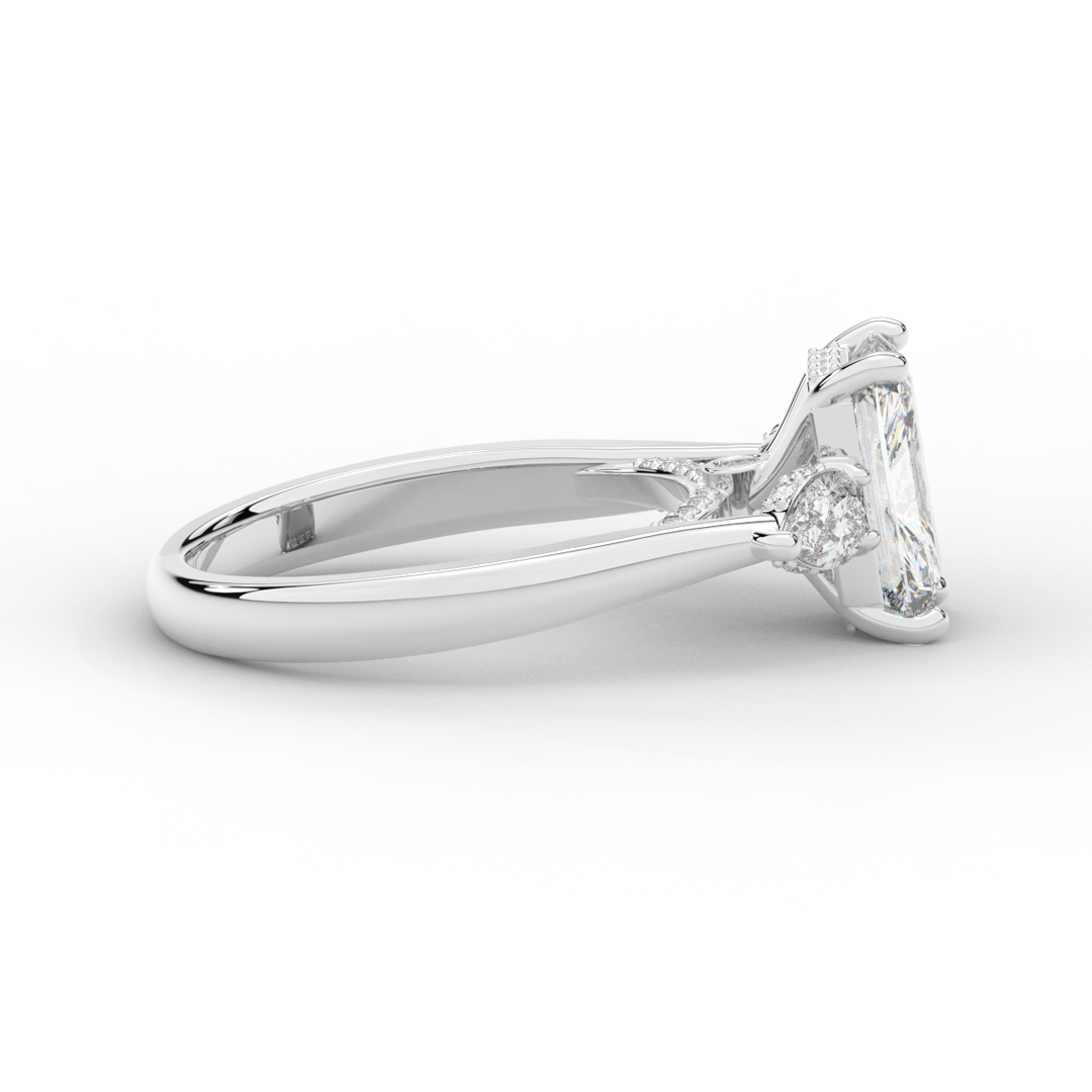 2.40CT.TW RADIANT LAB DIAMOND 3 STONE ENGAGEMENT RING