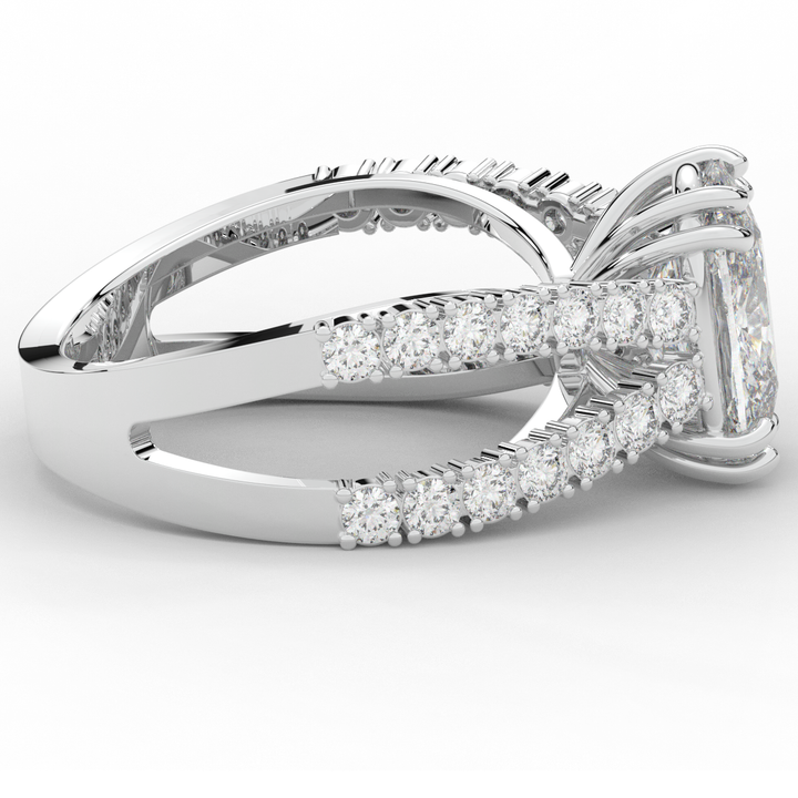 3.75CT.TW CUSHION LAB DIAMOND SPLIT BAND ENGAGEMENT RING