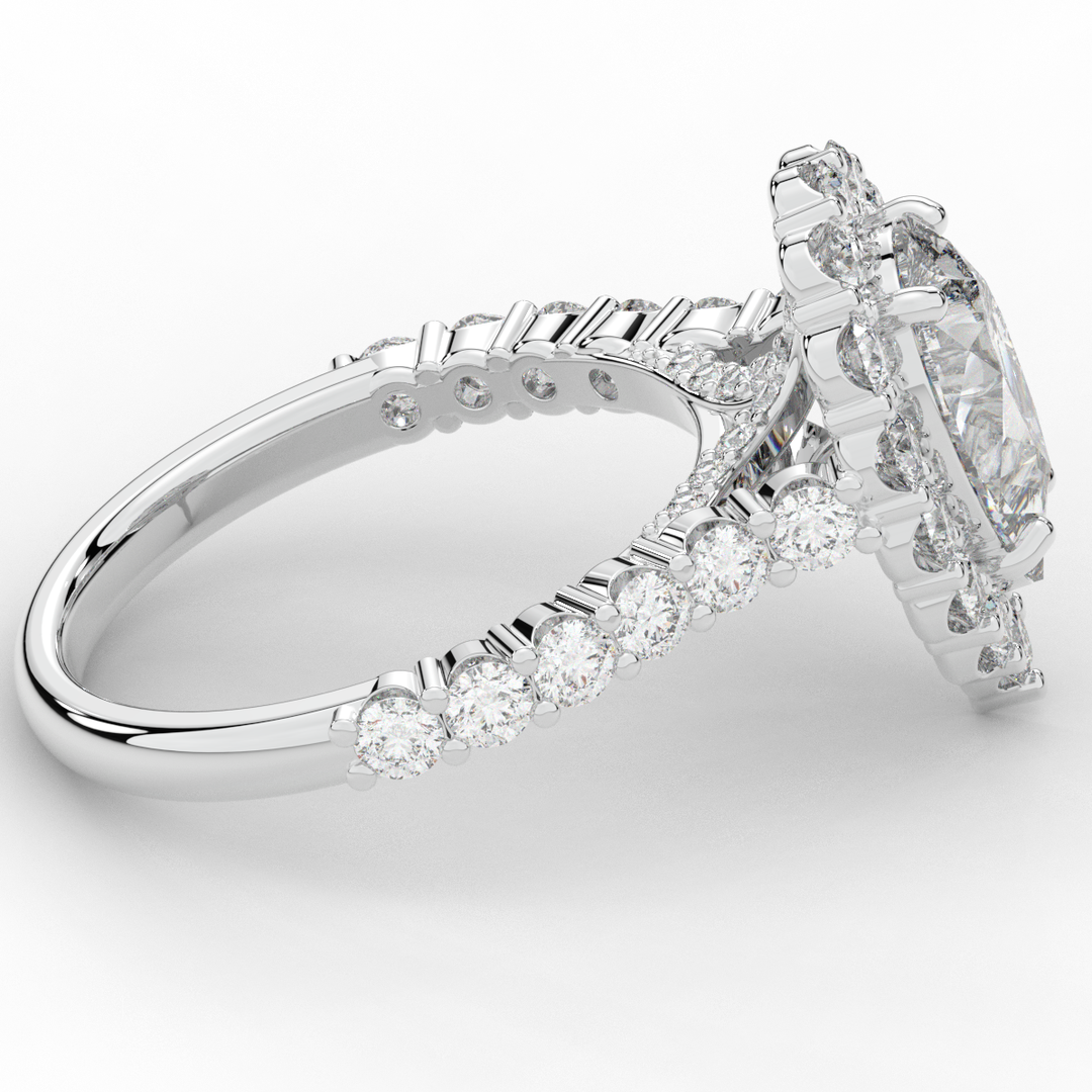 3.10CT.TW PEAR LAB DIAMOND HALO ENGAGEMENT RING