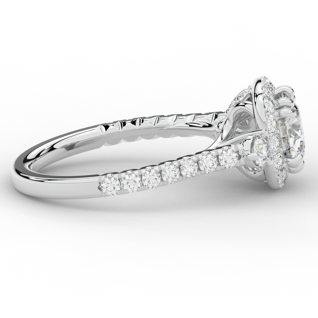 1.75CT.TW ROUND LAB DIAMOND HALO ENGAGEMENT RING