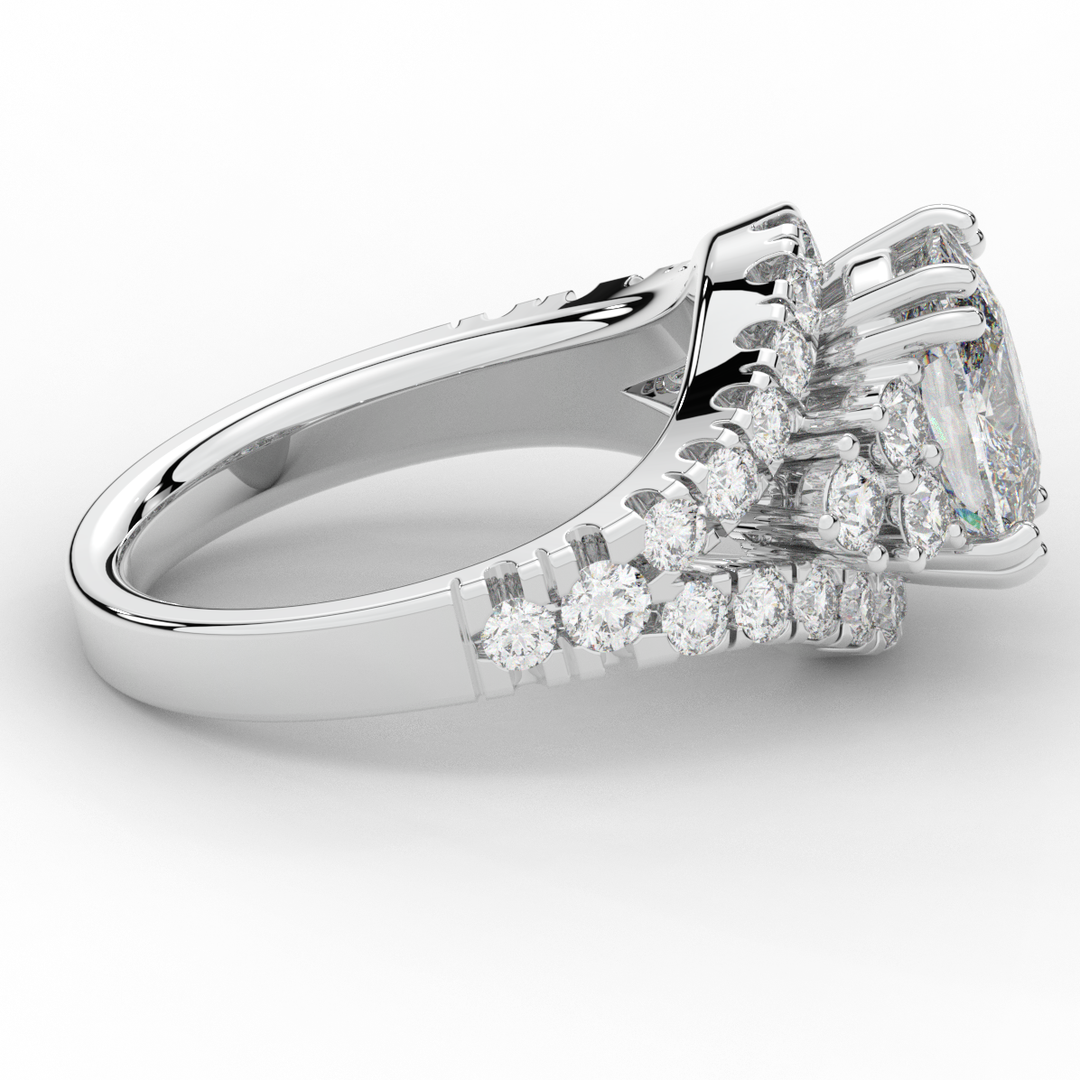 3.10CT.TW CUSHION LAB DIAMOND HALO ENGAGEMENT RING