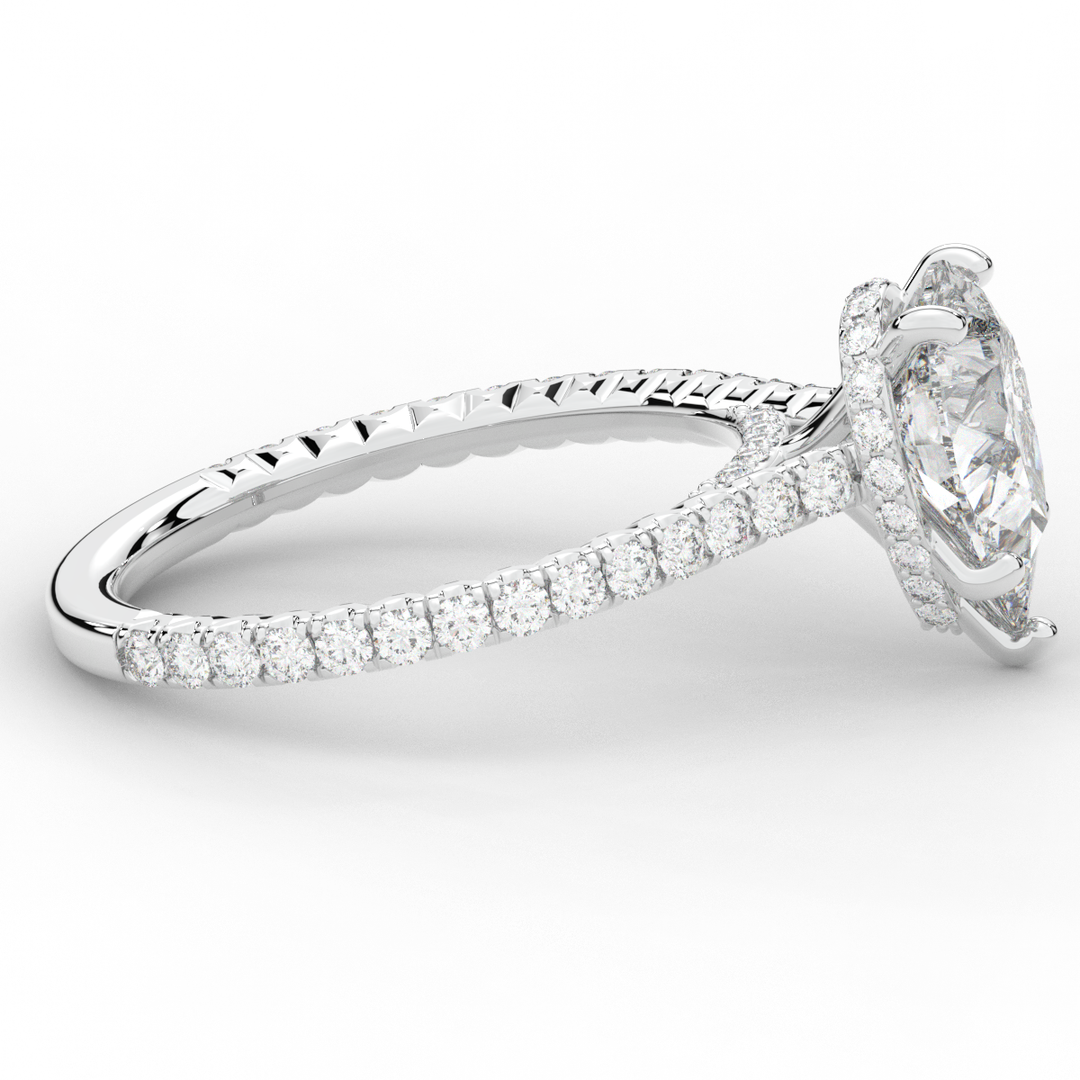 2.50CT.TW PEAR LAB DIAMOND UNDERHALO SOLITAIRE ENGAGEMENT RING