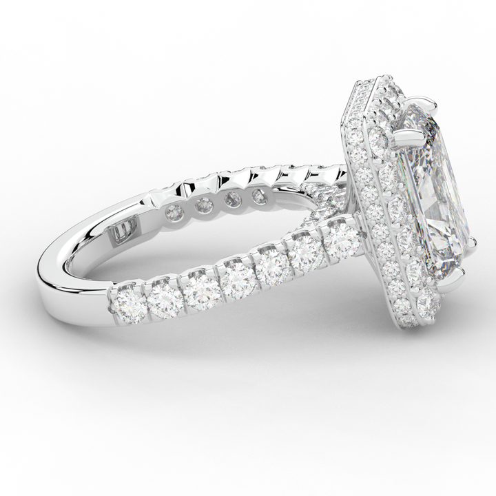 4.50CT.TW RADIANT LAB DIAMOND HALO ENGAGEMENT RING