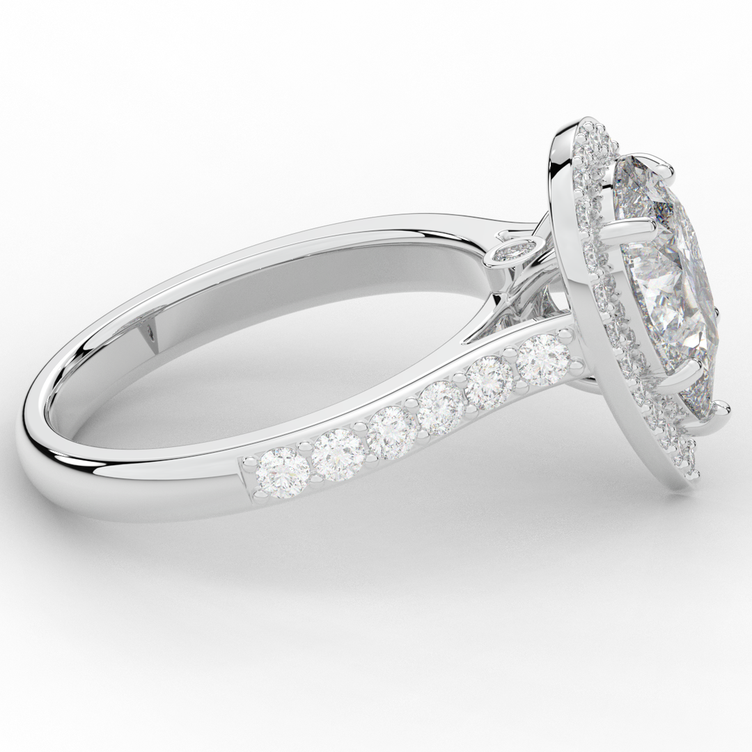 2.50CT.TW PEAR LAB DIAMOND HALO ENGAGEMENT RING