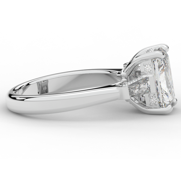 3.45CT.TW RADIANT LAB DIAMOND 3 STONE ENGAGEMENT RING