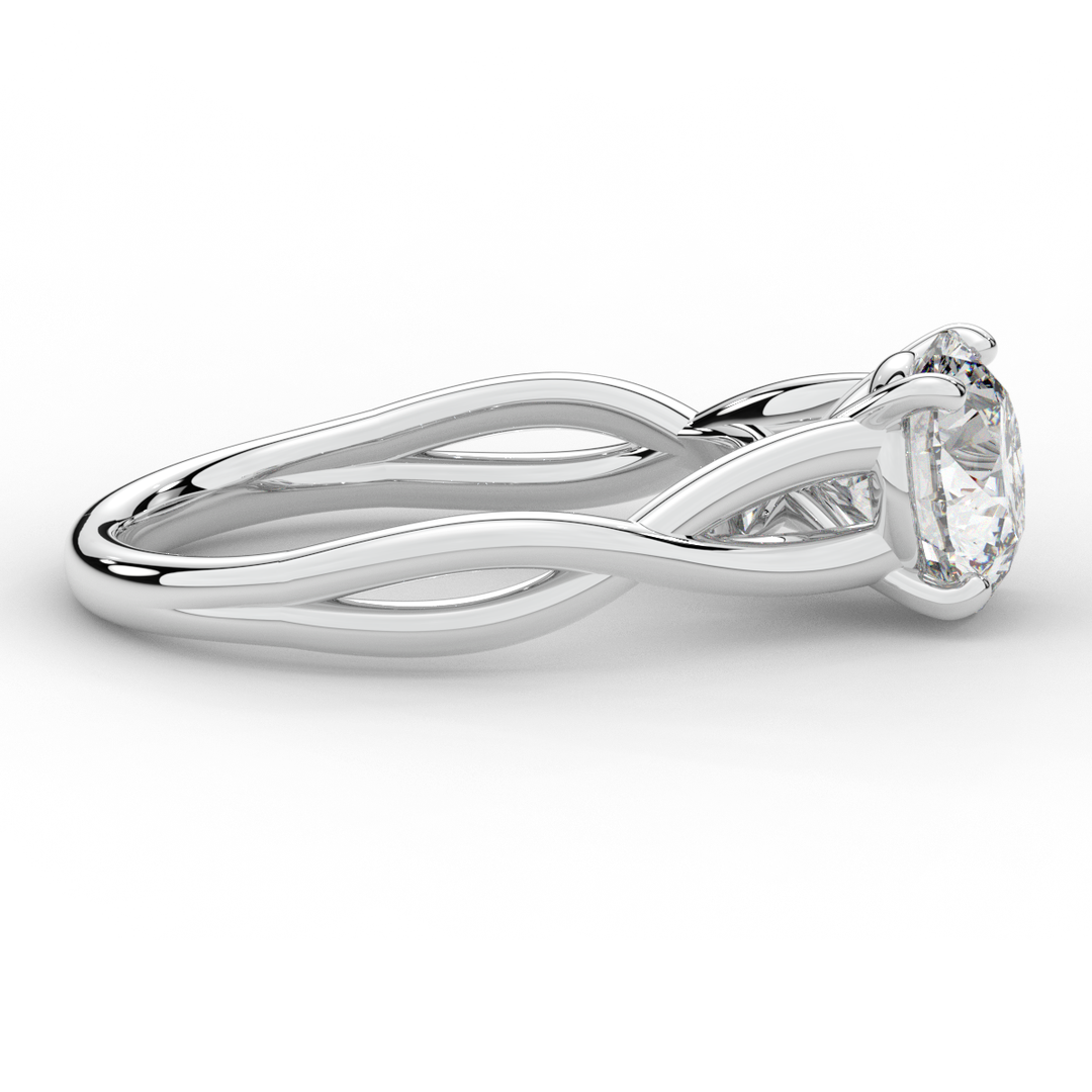 1.50CT ROUND LAB DIAMOND SOLITAIRE TWIST BAND ENGAGEMENT RING - Nazarelle