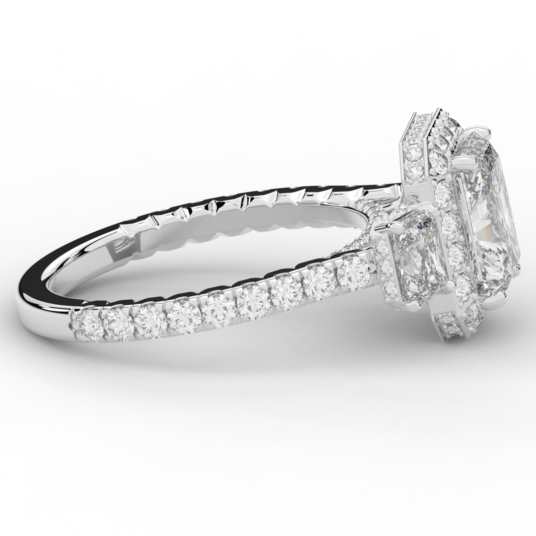 3.20CT.TW RADIANT LAB DIAMOND 3 STONE ENGAGEMENT RING