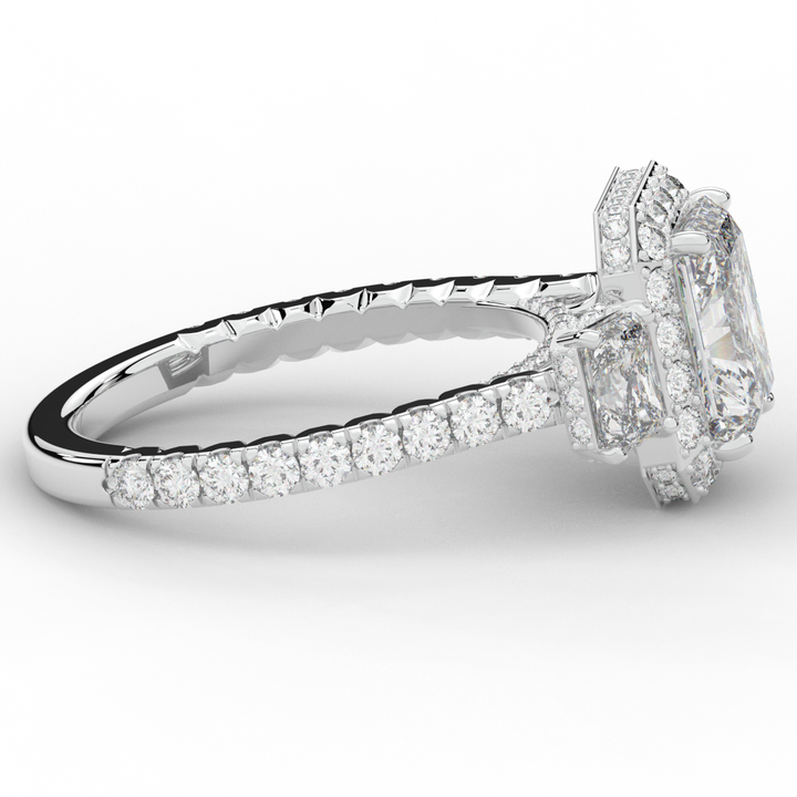 3.20CT.TW RADIANT LAB DIAMOND 3 STONE ENGAGEMENT RING