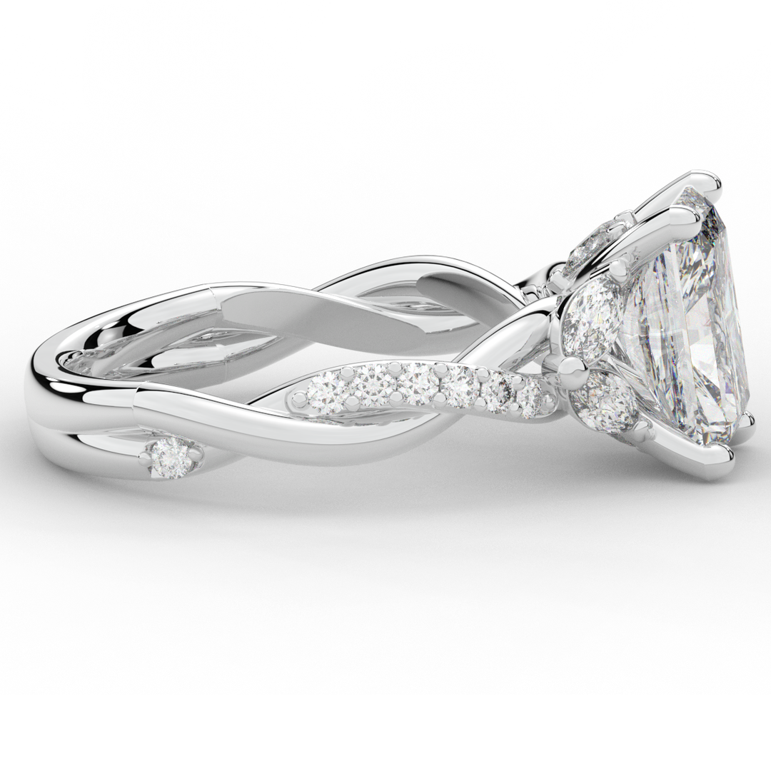 2.40CT.TW RADIANT LAB DIAMOND TWIST BAND ENGAGEMENT RING