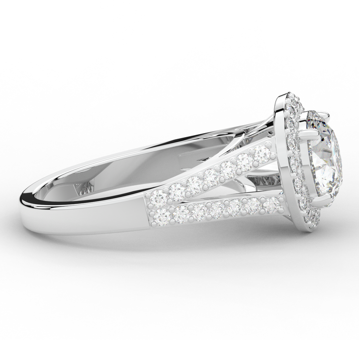 2.50CT.TW ROUND LAB DIAMOND SPLIT SHANK HALO ENGAGEMENT RING - Nazarelle