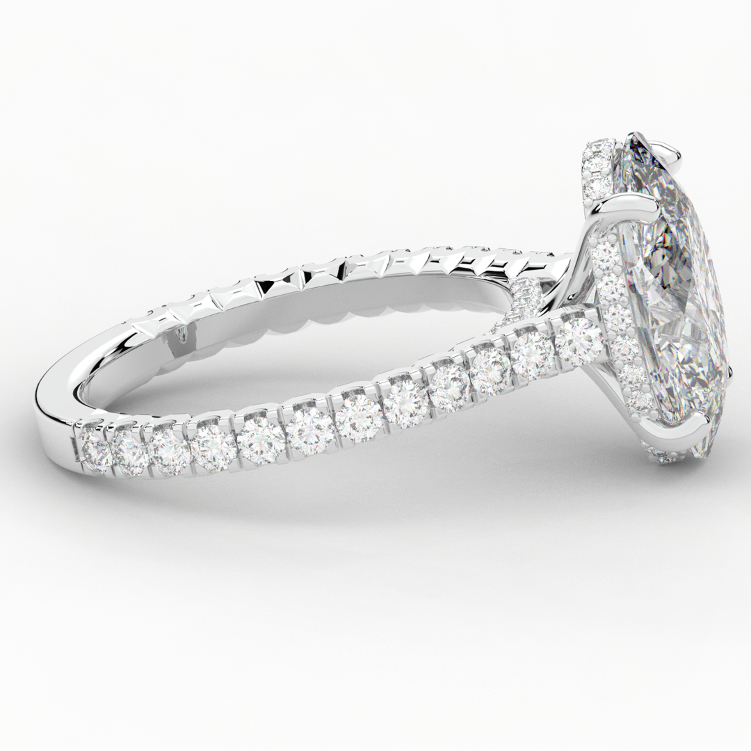 4.70CT.TW OVAL LAB DIAMOND UNDERHALO SOLITAIRE ENGAGEMENT RING