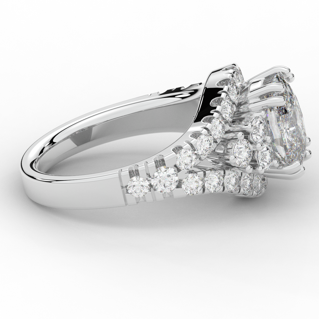 3.10CT.TW CUSHION LAB DIAMOND HALO ENGAGEMENT RING