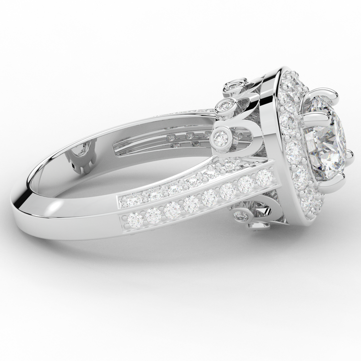 1.50CT.TW ROUND LAB DIAMOND HALO ENGAGEMENT RING