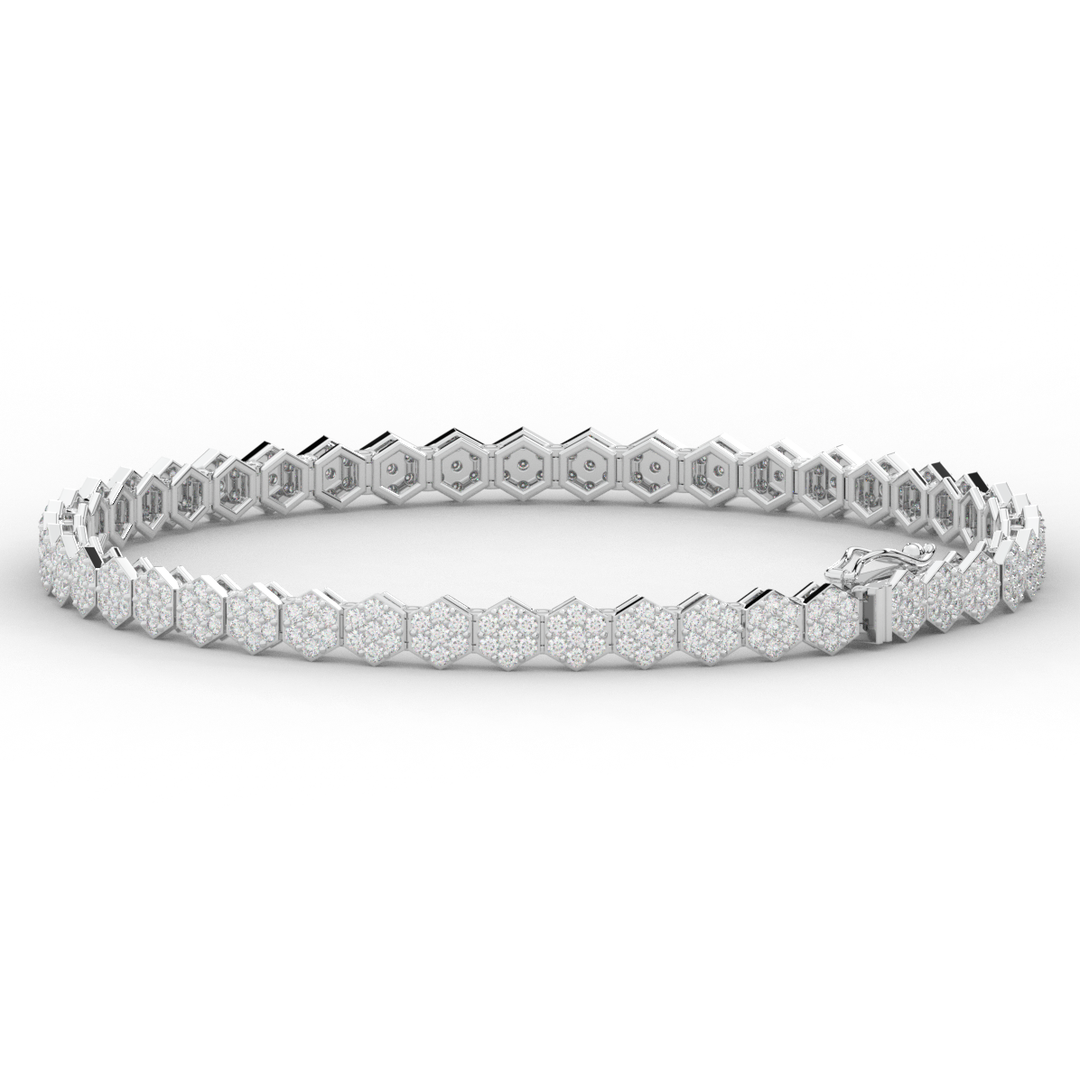 2.50CT.TW ROUND LAB DIAMOND CLUSTER TENNIS BRACELET - Nazarelle