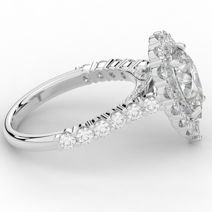 3.10CT.TW PEAR LAB DIAMOND HALO ENGAGEMENT RING