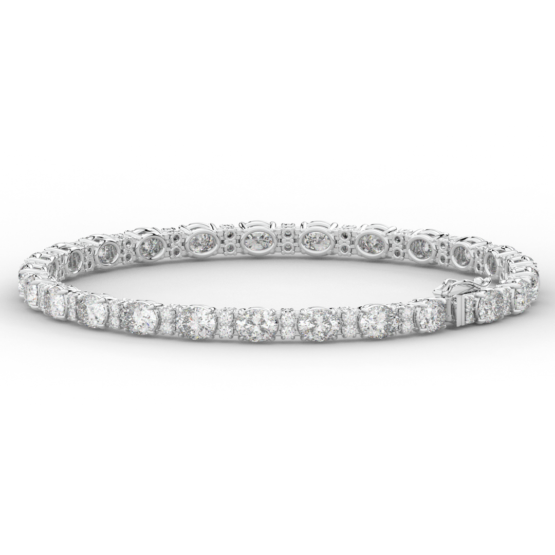 9.25CT.TW OVAL AND ROUND LAB DIAMOND TENNIS BRACELET - Nazarelle