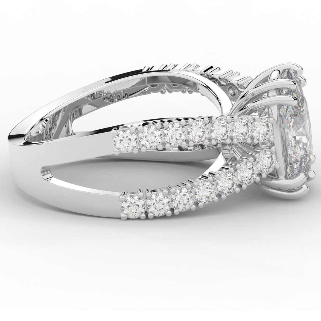 3.75CT.TW CUSHION LAB DIAMOND SPLIT BAND ENGAGEMENT RING