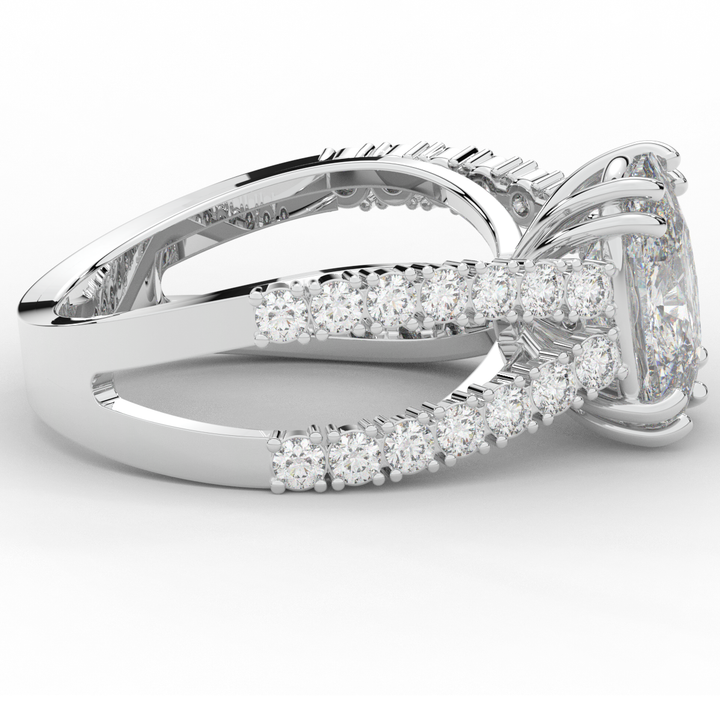 3.75CT.TW CUSHION LAB DIAMOND SPLIT BAND ENGAGEMENT RING