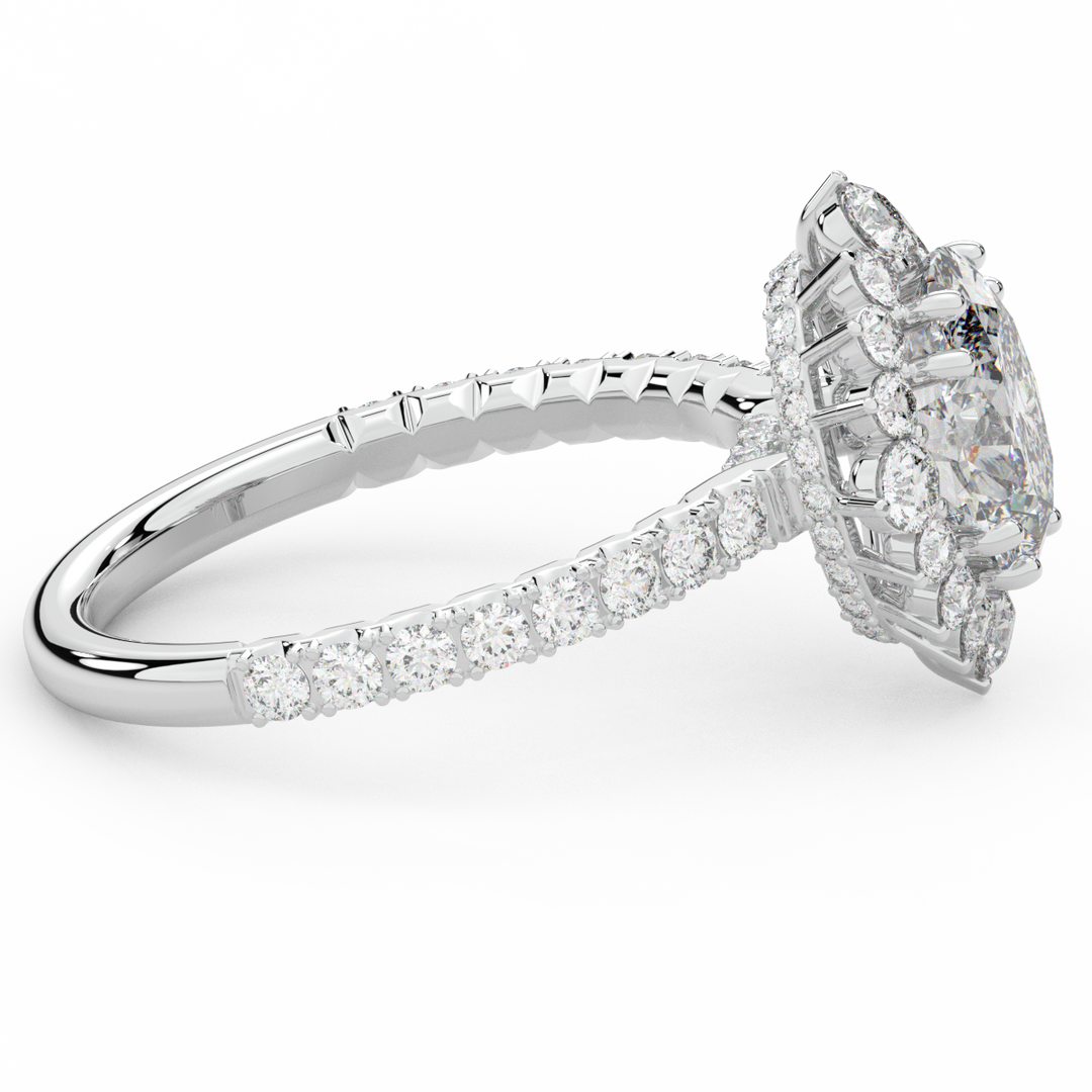 2.80CT.TW OVAL LAB DIAMOND HALO ENGAGEMENT RING