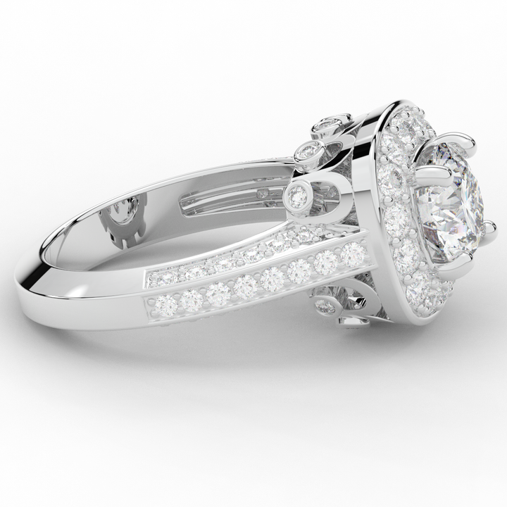 1.50CT.TW ROUND LAB DIAMOND HALO ENGAGEMENT RING