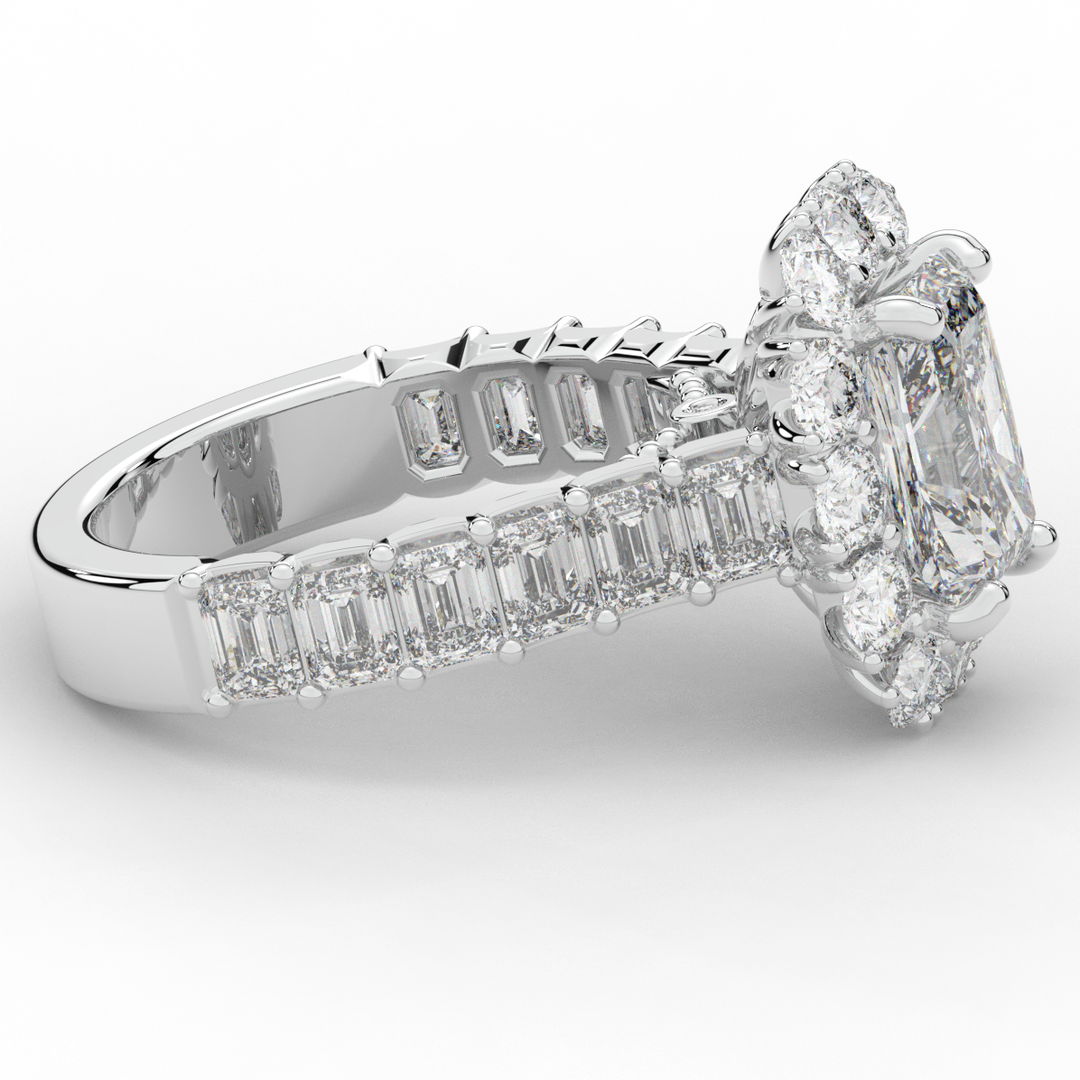 6.00CT.TW RADIANT LAB DIAMOND HALO ENGAGEMENT RING