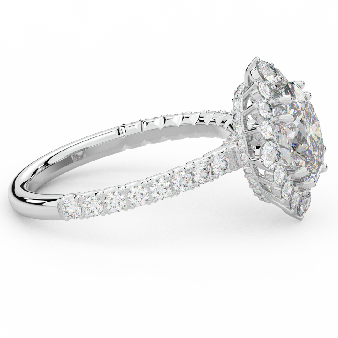 2.80CT.TW OVAL LAB DIAMOND HALO ENGAGEMENT RING