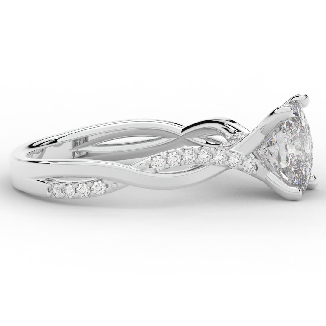 1.70CT.TW CUSHION LAB DIAMOND TWIST BAND ENGAGEMENT RING