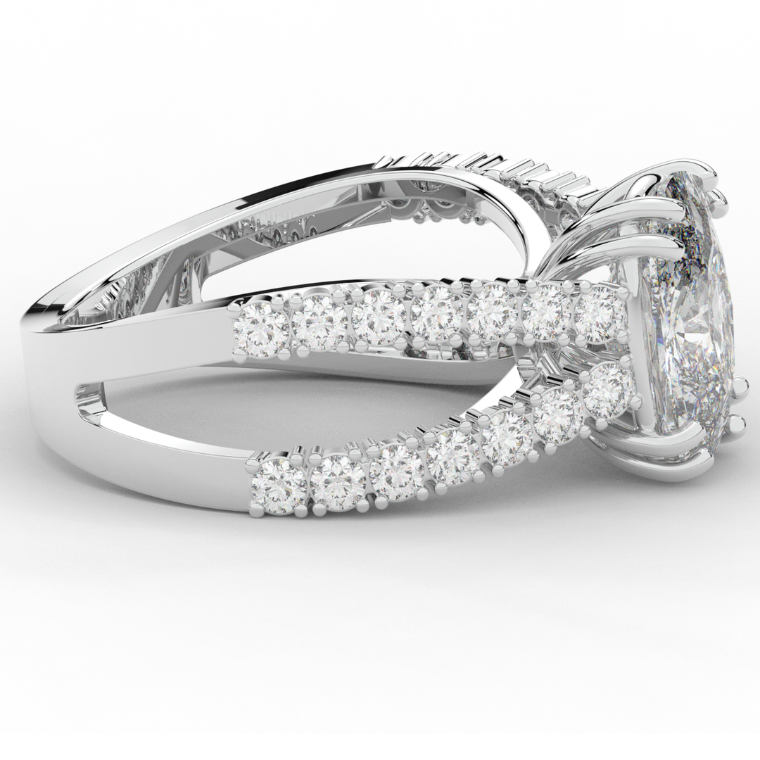 3.75CT.TW CUSHION LAB DIAMOND SPLIT BAND ENGAGEMENT RING