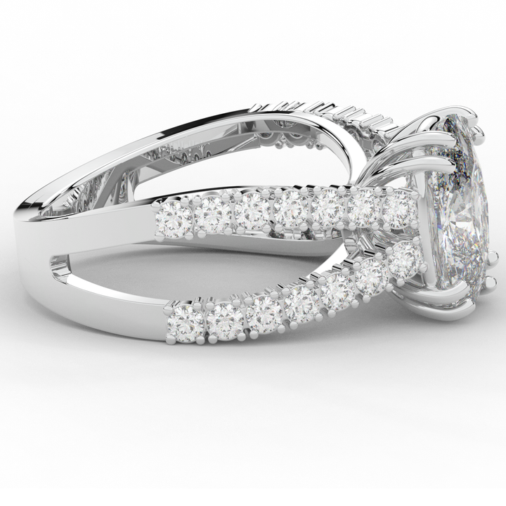 3.75CT.TW CUSHION LAB DIAMOND SPLIT BAND ENGAGEMENT RING