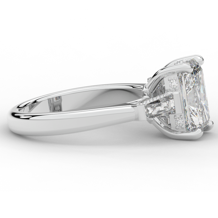 3.45CT.TW RADIANT LAB DIAMOND 3 STONE ENGAGEMENT RING