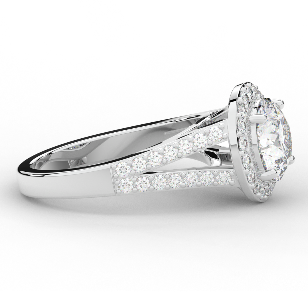 2.50CT.TW ROUND LAB DIAMOND SPLIT SHANK HALO ENGAGEMENT RING - Nazarelle