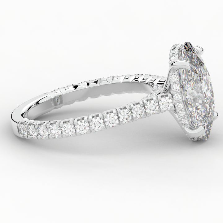 4.70CT.TW OVAL LAB DIAMOND UNDERHALO SOLITAIRE ENGAGEMENT RING