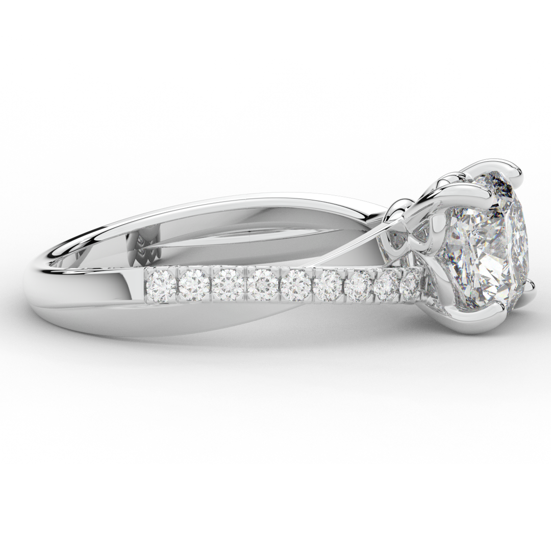 2.20CT.TW CUSHION LAB DIAMOND TWISTBAND ENGAGEMENT RING