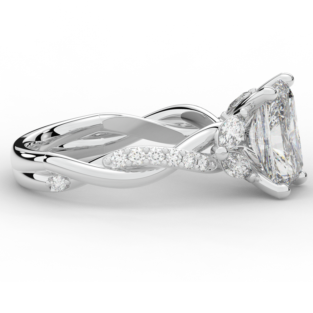 2.40CT.TW RADIANT LAB DIAMOND TWIST BAND ENGAGEMENT RING