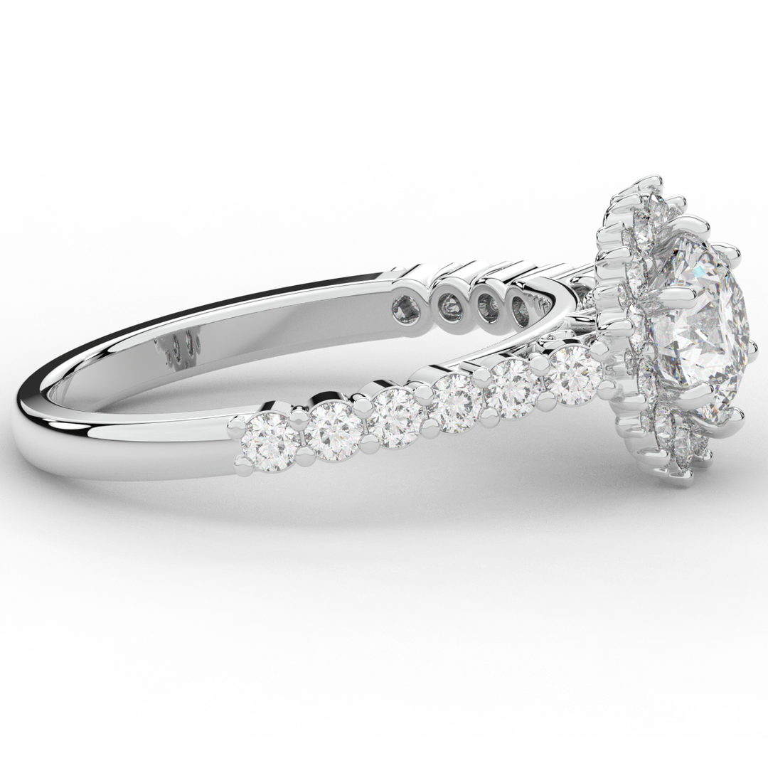 1.60CT.TW ROUND LAB DIAMOND HALO ENGAGEMENT RING