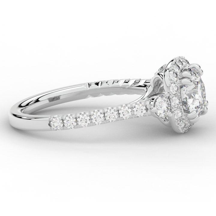 1.75CT.TW ROUND LAB DIAMOND HALO ENGAGEMENT RING