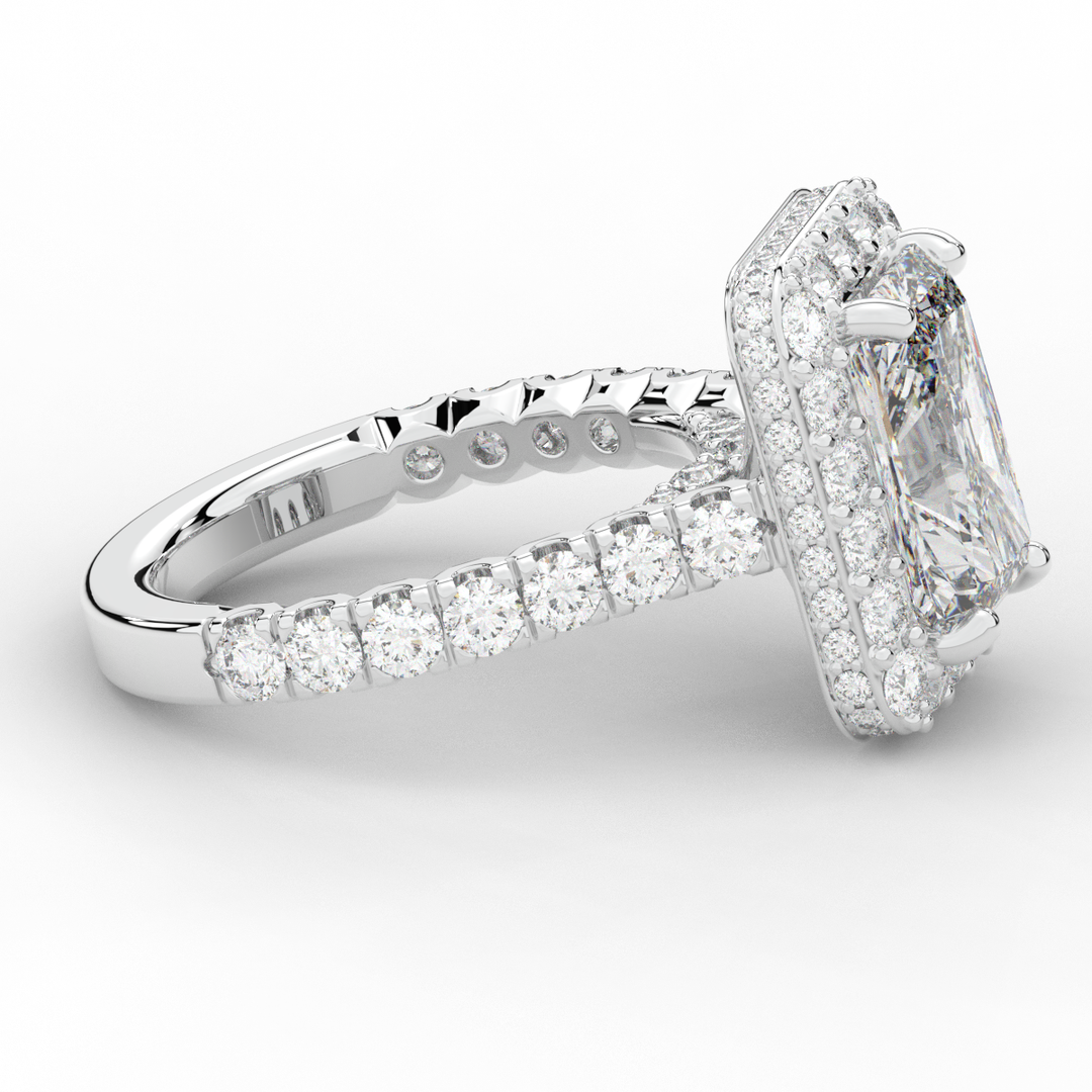 4.50CT.TW RADIANT LAB DIAMOND HALO ENGAGEMENT RING