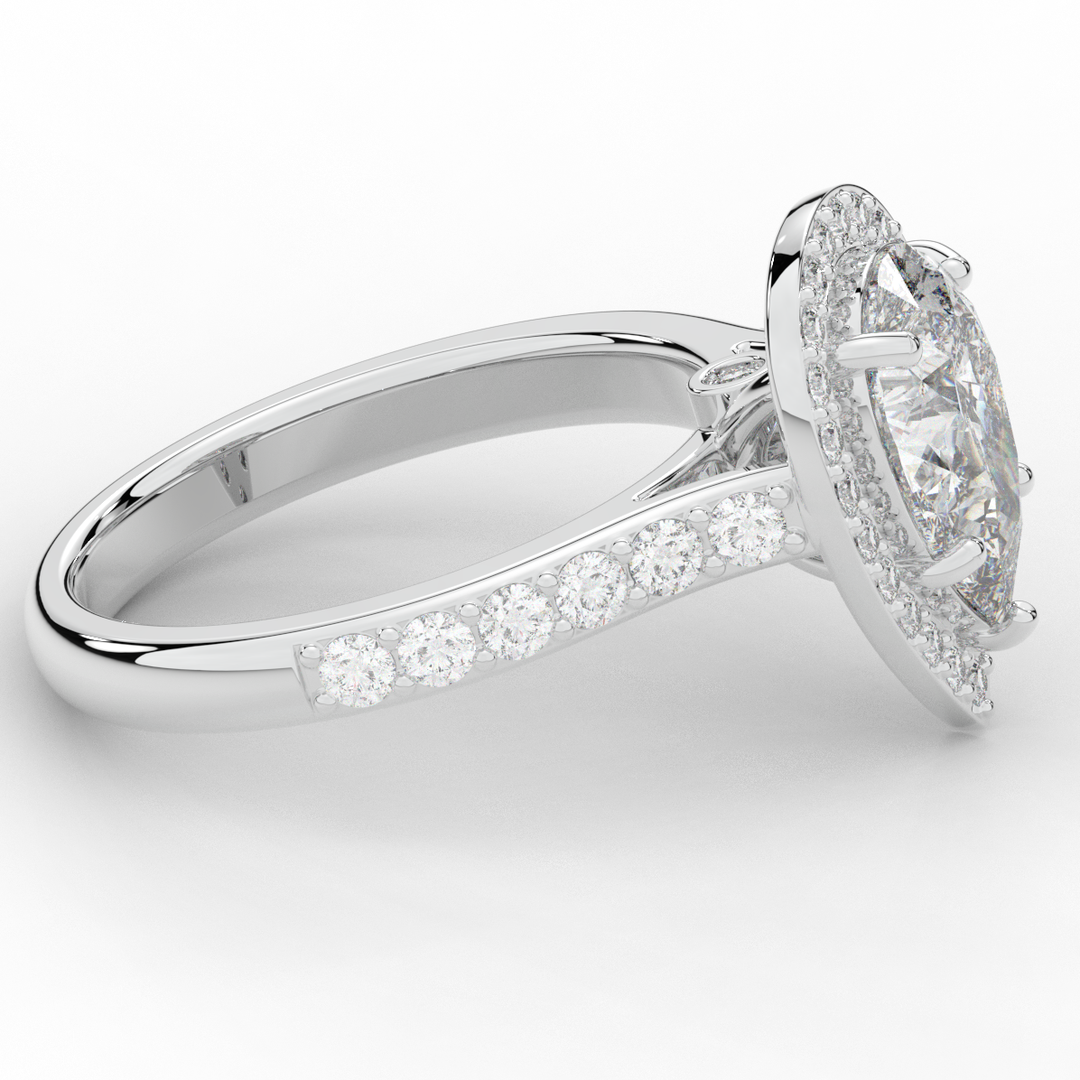 2.50CT.TW PEAR LAB DIAMOND HALO ENGAGEMENT RING