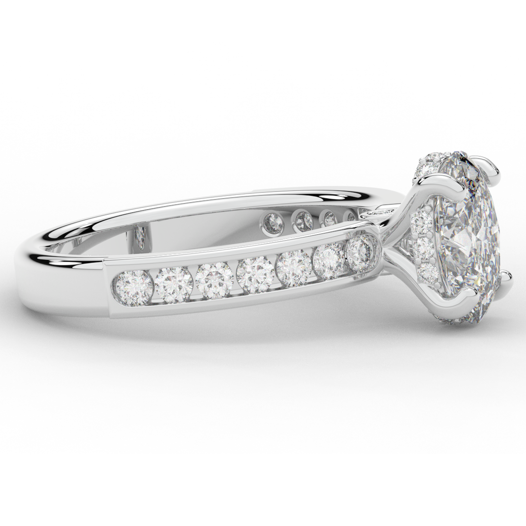 1.95CT.TW OVAL LAB DIAMOND UNDERHALO ENGAGEMENT RING