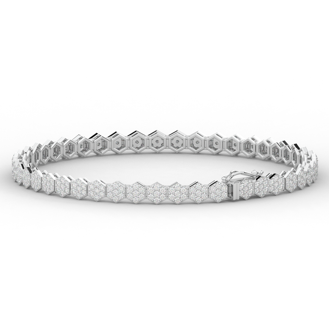 2.50CT.TW ROUND LAB DIAMOND CLUSTER TENNIS BRACELET - Nazarelle