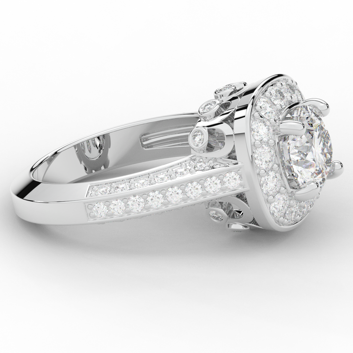 1.50CT.TW ROUND LAB DIAMOND HALO ENGAGEMENT RING