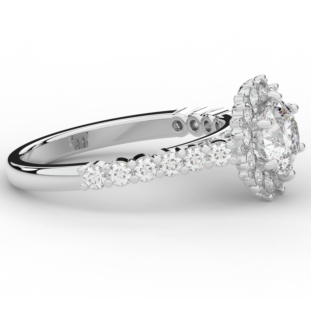 1.60CT.TW ROUND LAB DIAMOND HALO ENGAGEMENT RING