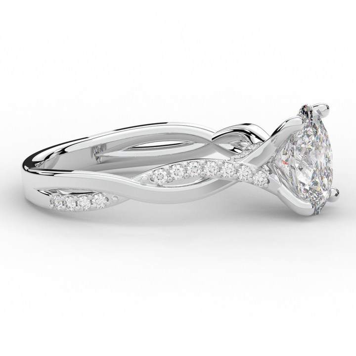 1.70CT.TW OVAL LAB DIAMOND TWIST BAND ENGAGEMENT RING