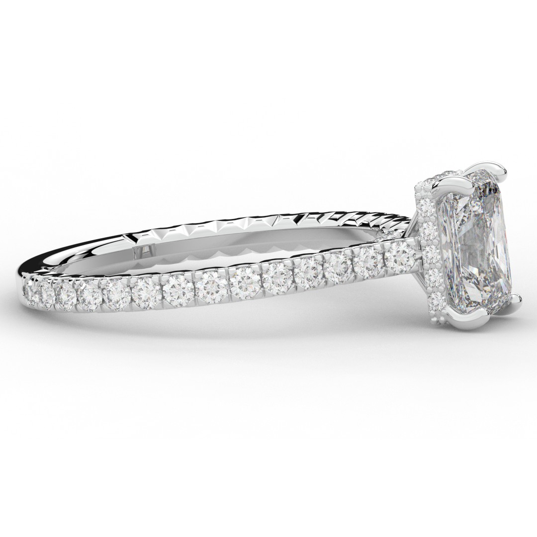 2.10CT.TW RADIANT LAB DIAMOND UNDERHALO SOLITAIRE ENGAGEMENT RING