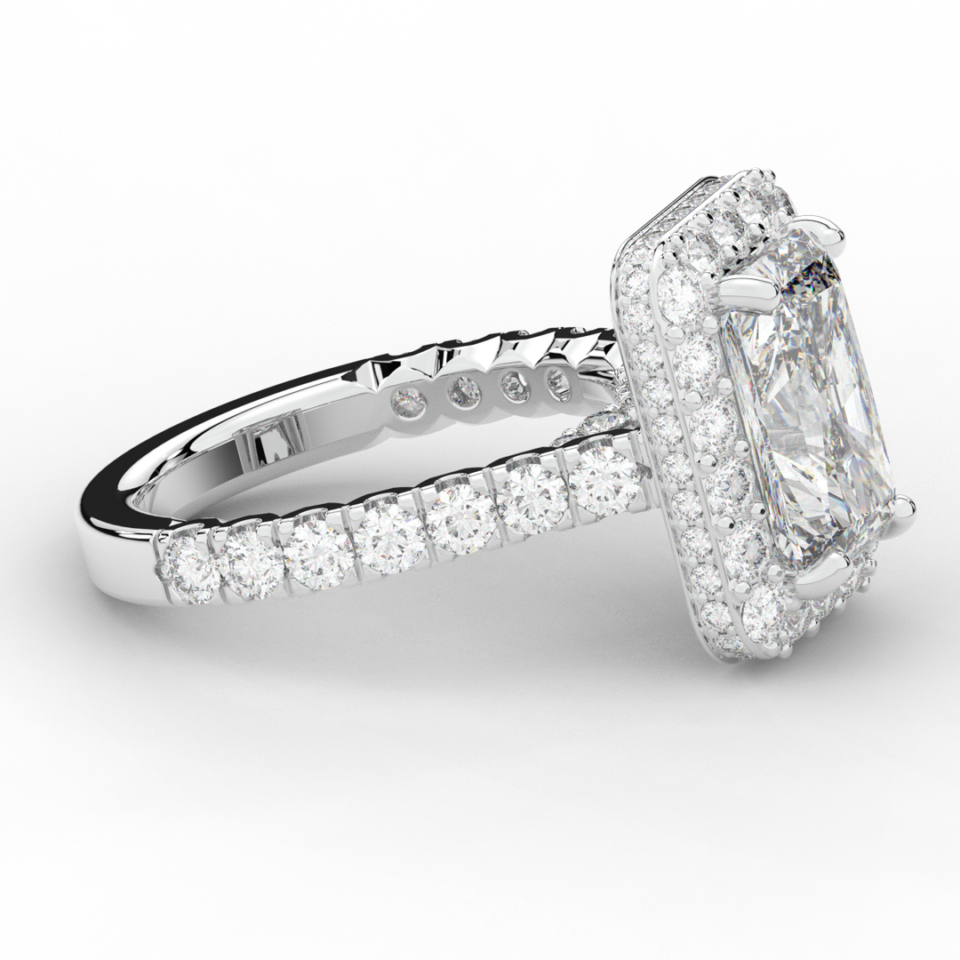 4.50CT.TW RADIANT LAB DIAMOND HALO ENGAGEMENT RING