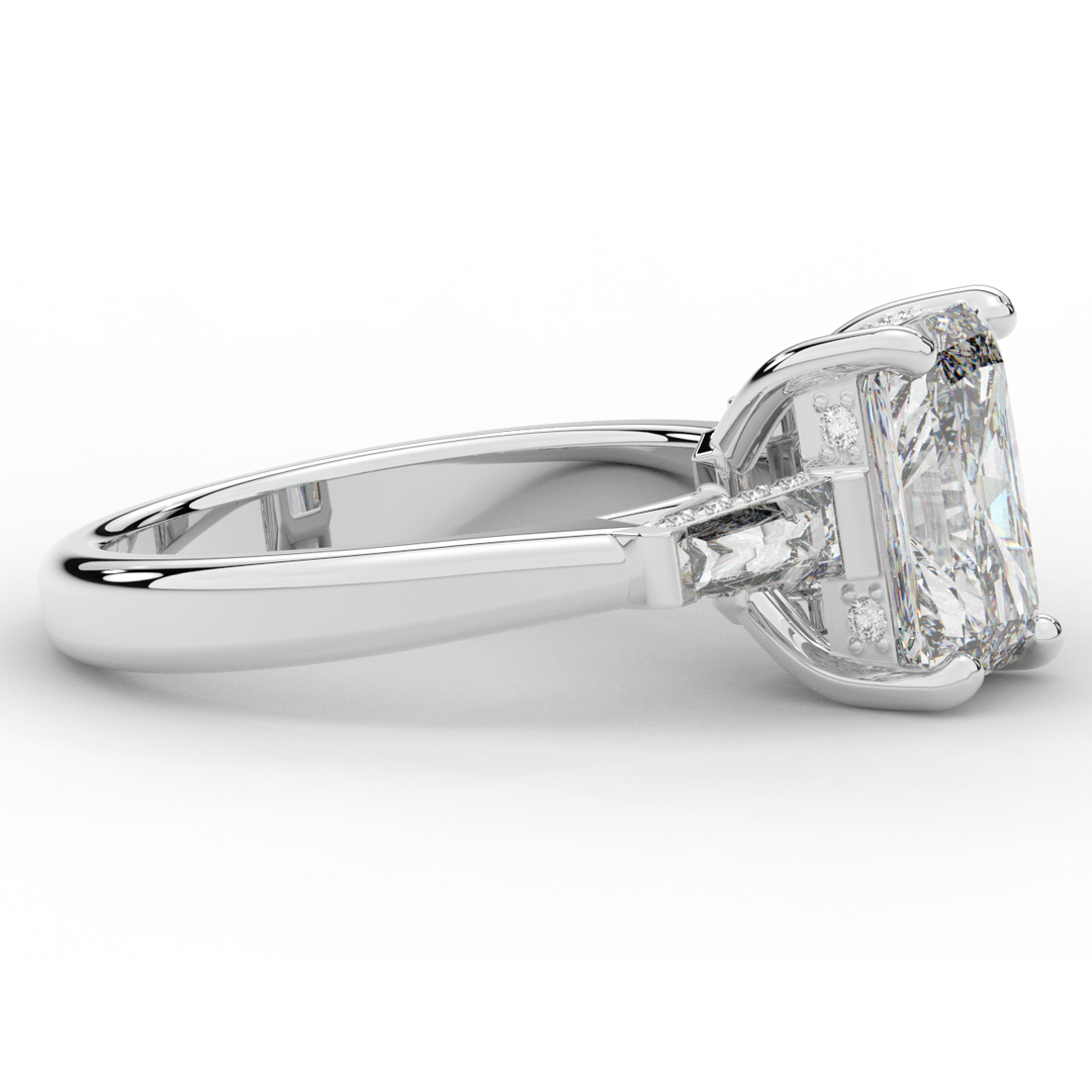 3.45CT.TW RADIANT LAB DIAMOND 3 STONE ENGAGEMENT RING