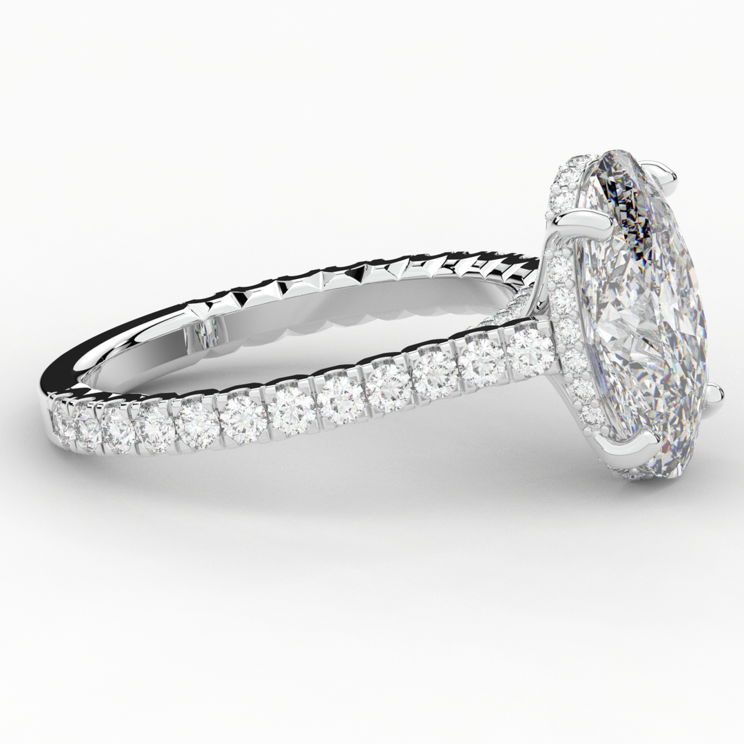 4.70CT.TW OVAL LAB DIAMOND UNDERHALO SOLITAIRE ENGAGEMENT RING