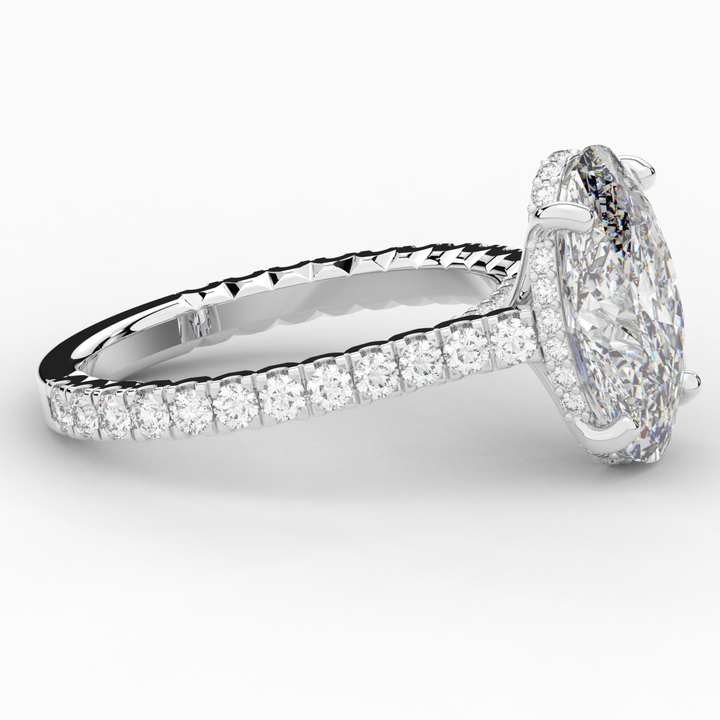 4.70CT.TW OVAL LAB DIAMOND UNDERHALO SOLITAIRE ENGAGEMENT RING