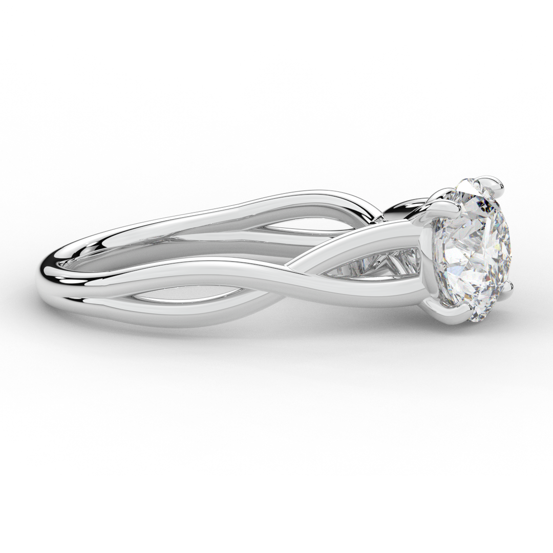 1.50CT ROUND LAB DIAMOND SOLITAIRE TWIST BAND ENGAGEMENT RING - Nazarelle