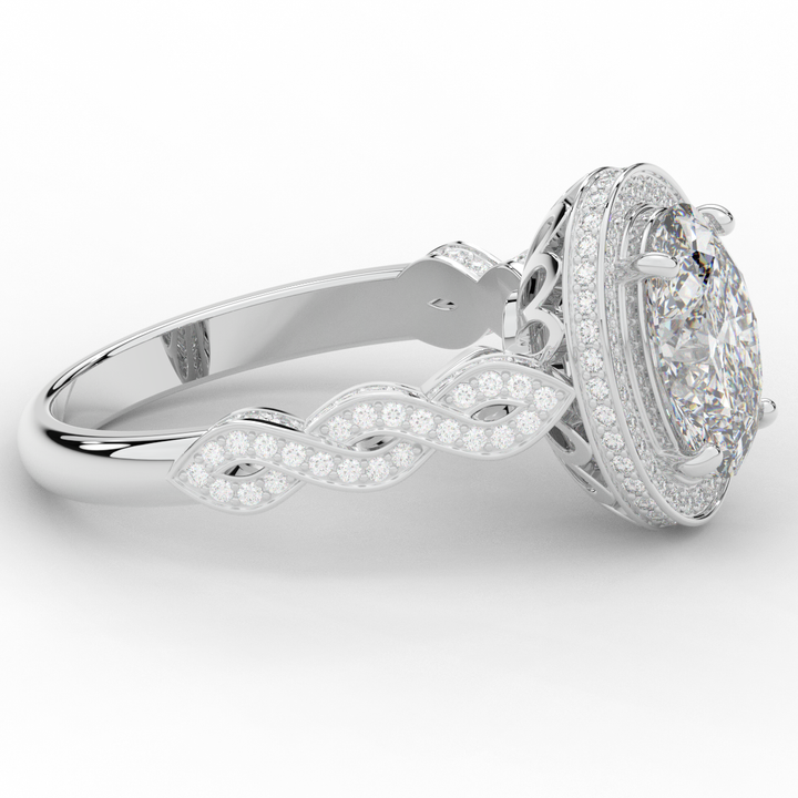 3.10CT.TW OVAL LAB DIAMOND HALO ENGAGEMENT RING